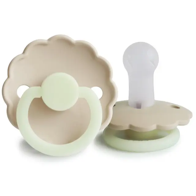 Σετ 2 Πιπίλες Latex Νυκτός FRIGG Daisy Cream/Croissant 6-18 Μηνών Baby Oliver