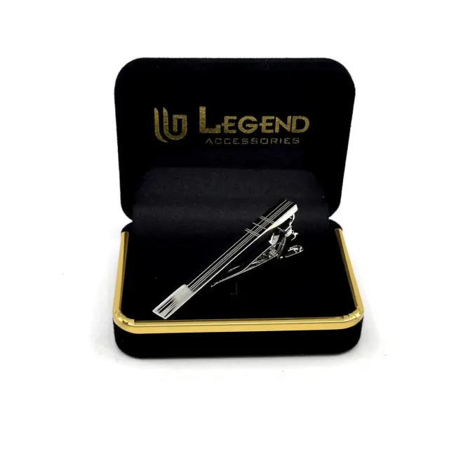 Ασημί Κλιπ Γραβάτας 6 cm με Σμάλτο – LGD-TC-122/6CM