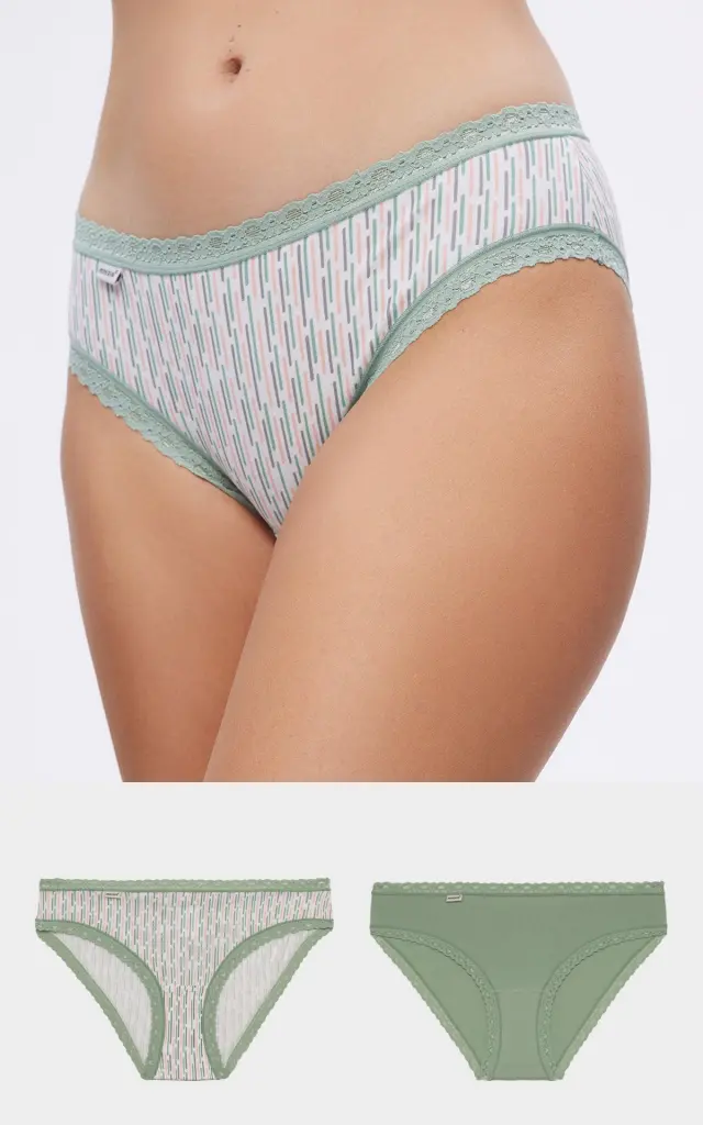 Cotton Touch Γυναικείο Bikini Σλιπ 2τμχ Minerva - Χακί - L