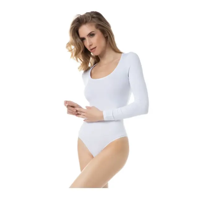 Fimelle TENCEL™ Modal Γυναικείο Μακρυμάνικο Κορμάκι ανοιχτή λαιμόκοψη Minerva - Λευκό