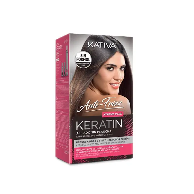 Keratin Alisado Anti Frizz Xtreme Care Kit by Kativa - (πακέτο θεραπείας κερατίνης χωρίς ισιωτική πρέσα, αποτέλεσμα έως 30 ημέρες)