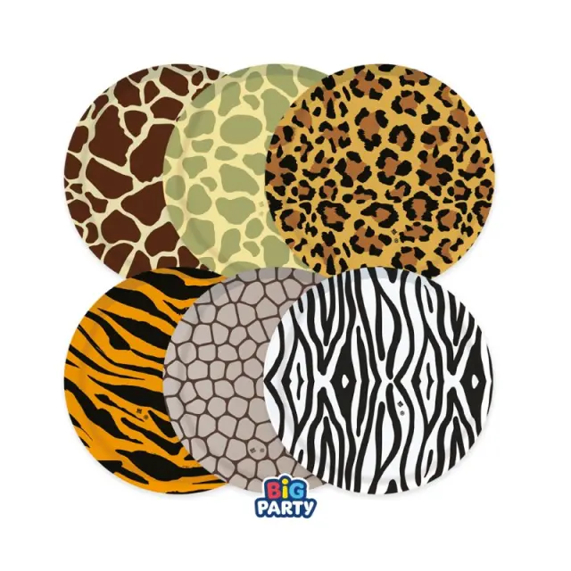 Πιάτα Χάρτινα γλυκού 18εκ. Animal Print Mix / 6 τμχ