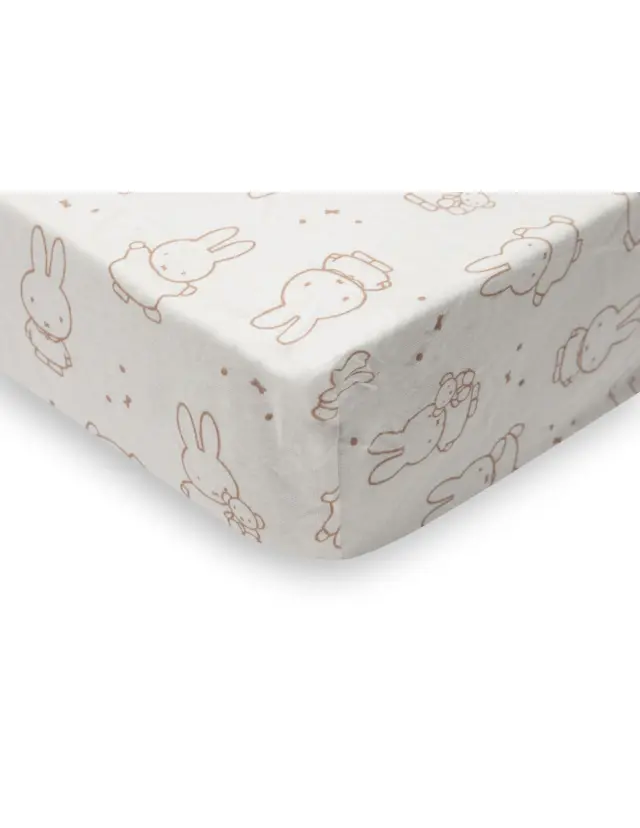 Jollein: Fitted Sheet - Jersey - Miffy Moments Light Terra σεντόνι κούνιας με λάστιχο 70/75x140/150cm