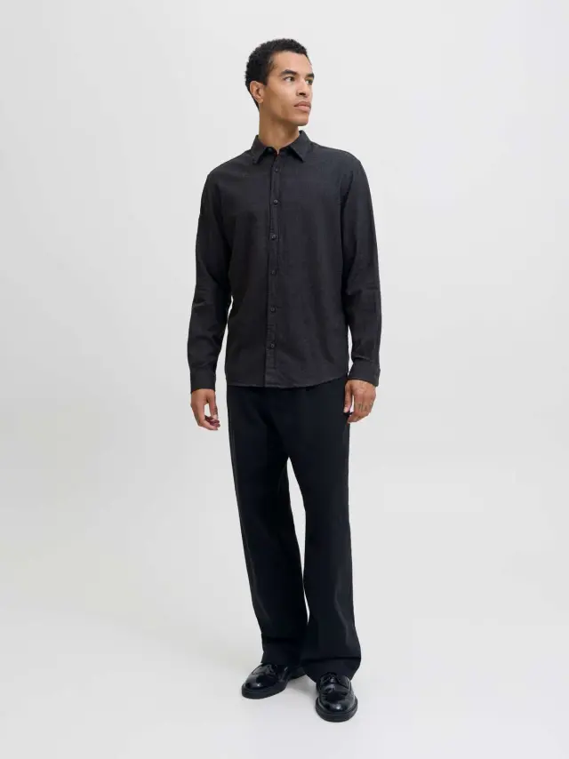 JJECLASSIC MELANGE SHIRT L/S NOOS Dark Grey Melange 2