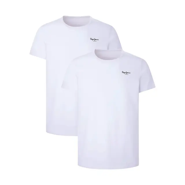 Pepe Jeans Ανδρικό Φανελάκι Cotton Logo Crew - Διπλό Πακέτο, Χρώμα Λευκό - XL