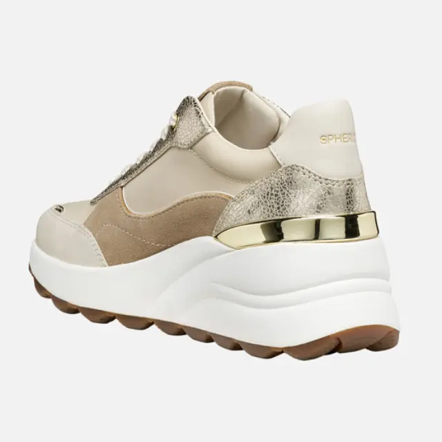 Γυναικεία Ανατομικά Δερμάτινα Sneakers Geox Spherica D65WAB 01122 C1S2L Μπεζ/Χρύσο Χρυσό - 37 3