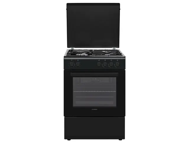 Κουζίνα Hyundai HCGC26V-72631E/BL με πολυλειτουργικό φούρνο, μικτές εστίες, χωρητικότητα φούρνου 65L, 9 λειτουργίες ψησίματος και ενεργειακή κλάση Α HCGC26V-72631E/BL