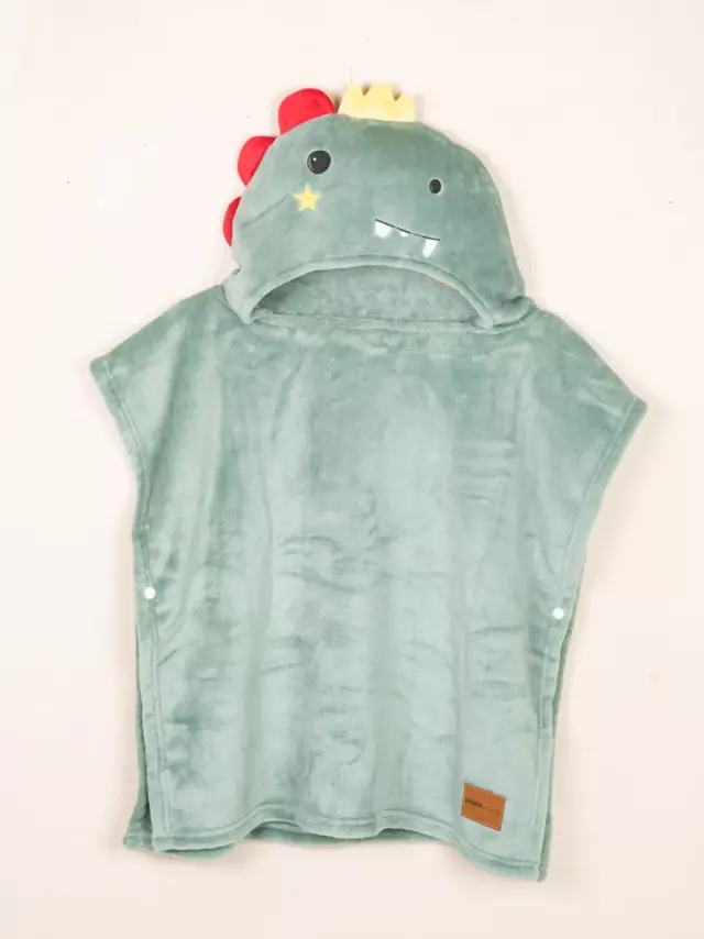 Πόντσο 70x70 5-8 Ετών Flannel Nima Crocodino Green 100% Πολυέστερ