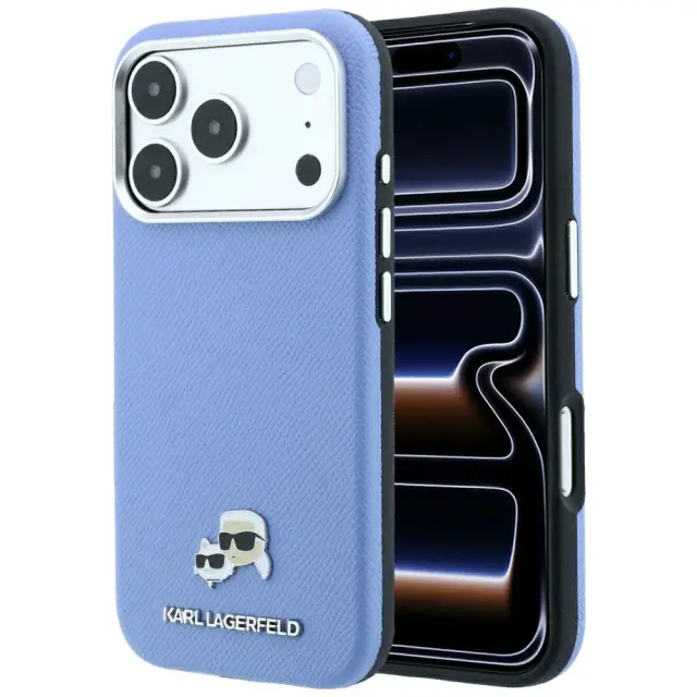 Karl Lagerfeld® Grained K&CH Heads MagSafe Θήκη για iPhone 17 Pro/18 Pro- Blue.
