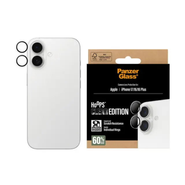 PanzerGlass - Hoops Transparent Camera Lens Protector - iPhone 17/16/16 Plus - Electronics