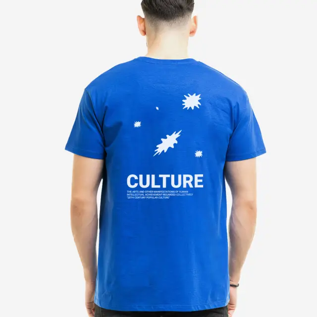 T-shirt Noshame® Μπλέ με τύπωμα Culture Leaves - 122532 - XXL