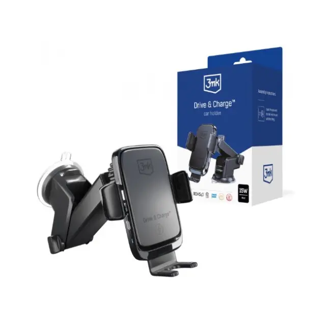 3MK Βάση Στήριξης Κινητού Αυτοκινήτου Drive & Charge Black (5903108487139)