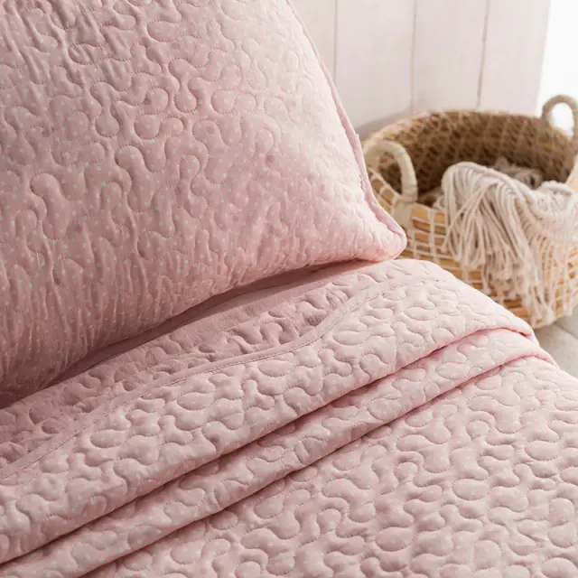 Σετ Κουβρλί 220Χ240cm + 2 μαξ/θήκες GOFIS HOME Pindot Peach Pink 526A/25 2