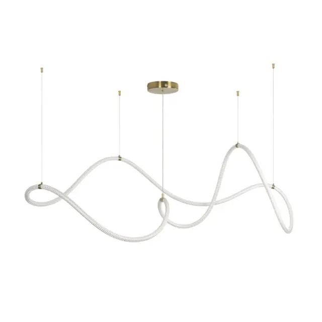 LED Κρεμαστό Φωτιστικό Οροφής GLOW 65Watt CCT με Χειριστήριο σε Χρυσό Πλατίνα και Λευκό Νήμα KLV-101-0157 3