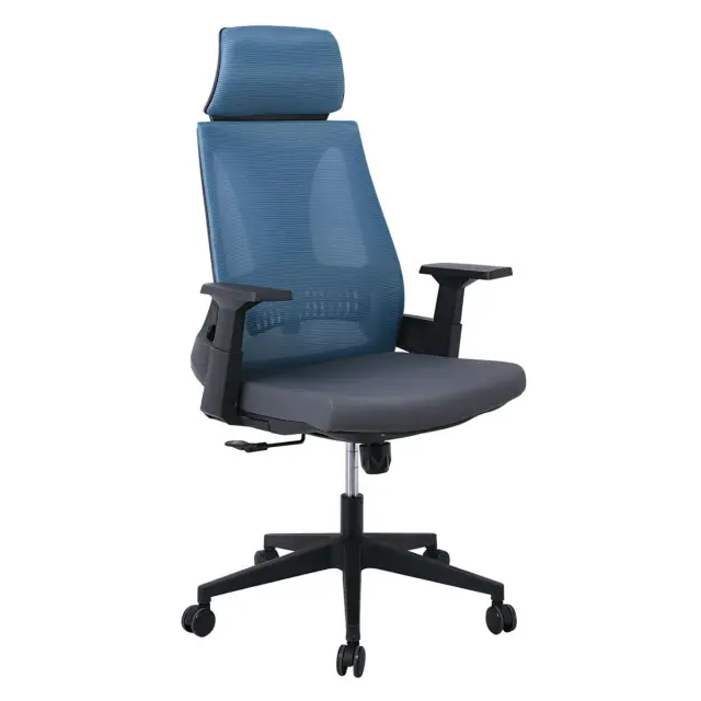 Πολυθρόνα Γραφείου BF8750 Γκρι/Μπλε Ύφασμα/Mesh 65x64x117/127cm