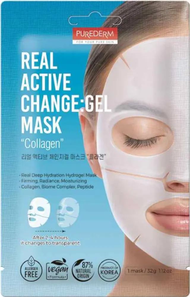 Purederm Real Active Change Gel Mask Collagen Αντιρυτιδική Μάσκα Προσώπου Με Κολλαγόνο 32g