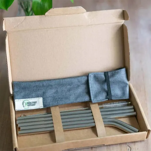 Healthy Human 5 Piece Stainless Steel Straw Set Ασημί HH-SOB22 (Healthy Human) - One Size 3