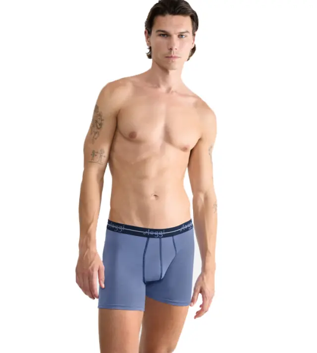 Sloggi Men Μακρυά Μποξεράκια Start Short Συνδυασμός Μπλε Απαλό 2-Pack - M
