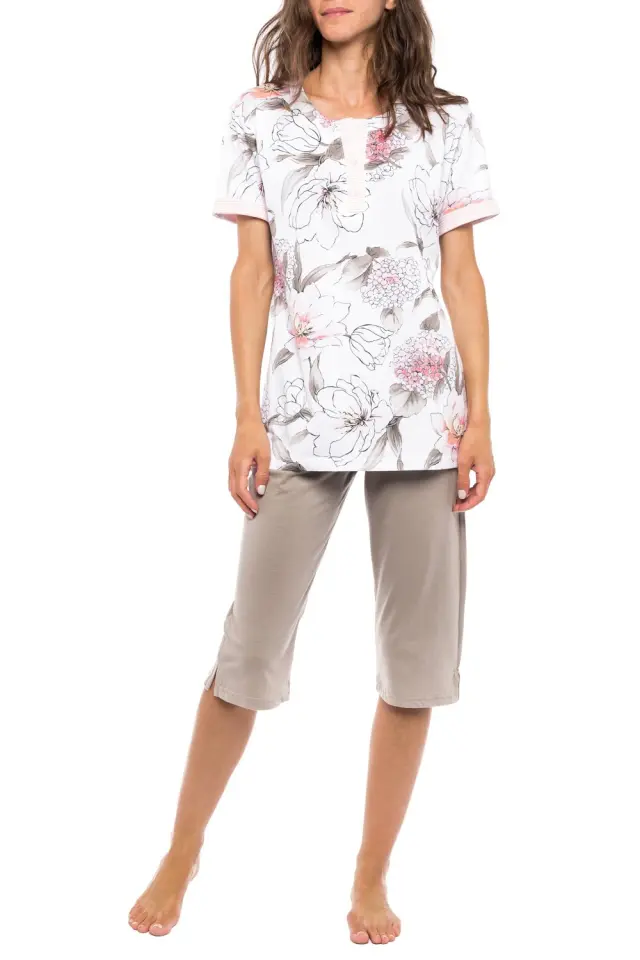 S1149 - Type - PYJAMA CAPRI PINK FLOWER - M