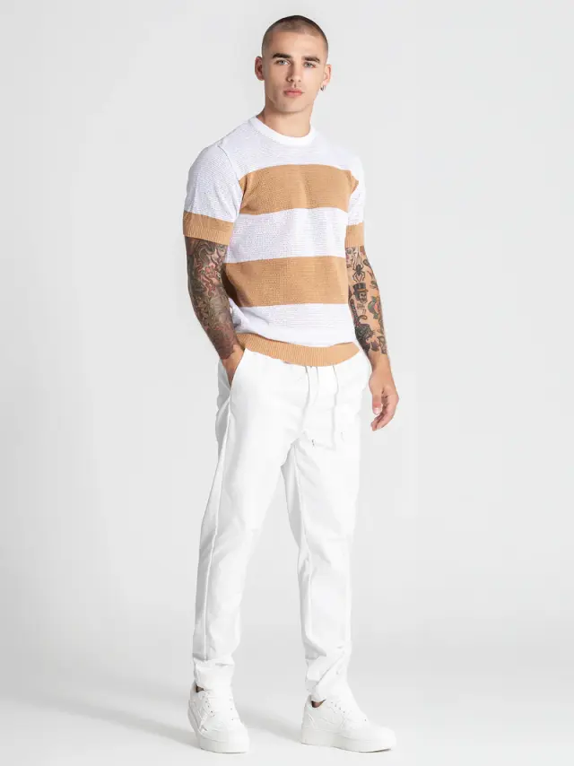 Gianni Kavanagh Ανδρικό STRIPED Πλεκτό T-Shirt - Camel 2