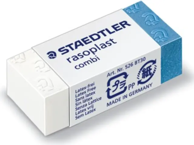 Staedtler Γομa Rasoplast Combi Bt30 Λευκη/Μπλε (131120526-131526031) Λευκό