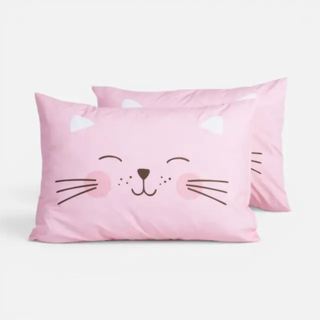 Μαξιλαροθήκη Happy Cat Nef Nef Homeware, 100% BAMBAKI - PINK (040875)