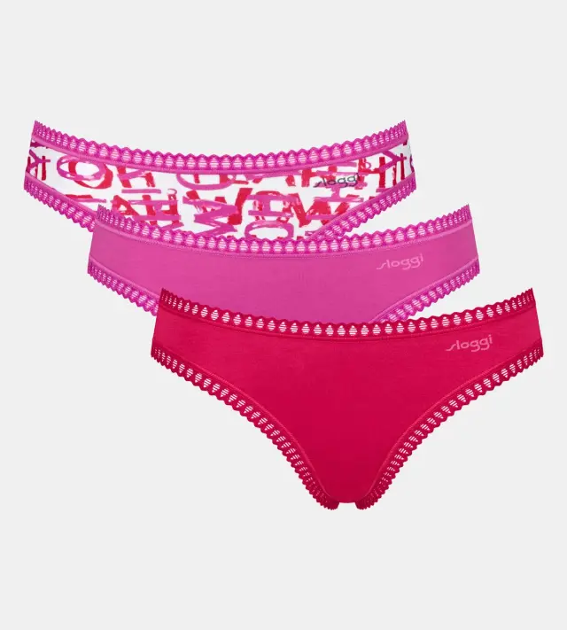 Sloggi Βαμβακερά Σλιπ Go Crush H Mini C3P Συνδυασμός Κόκκινο - 2XL