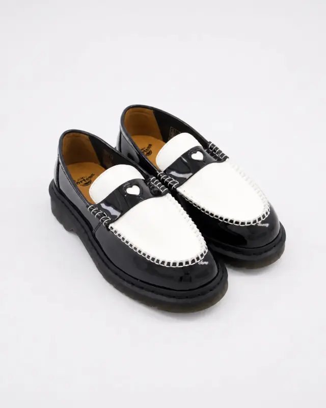 Dr. Martens Penton Heart Γυναικεία Loafers από Δέρμα Μαύρα & Λευκά - EU 38