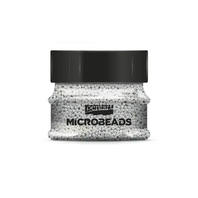 Χάντρες γυάλινες μικρές (Glass microbeads) Pentart 0,8-1 mm 40gr, Ασημί