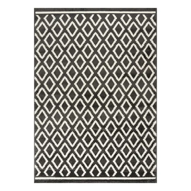 Beauty Home Πατάκι Vibe Art 9577 67x150 Stone White Ανθρακί Λευκό 2