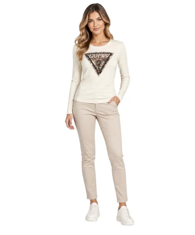 Guess - Γυναικεία Μακρυμάνικη Μπλούζα W6BI57K7387-G012 Μπεζ - 2XL 2