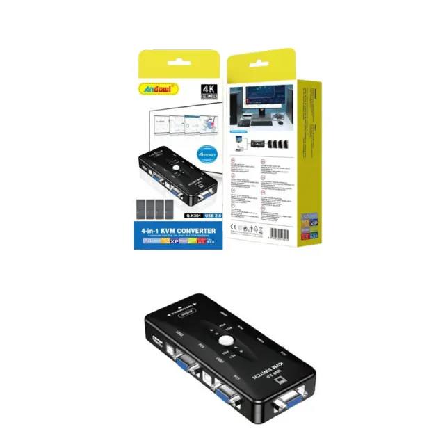 Andowl 4 σε 1 KVM Μετατροπέας USB 2.0 Q-K301 - 4-Port KVN Converter 075661