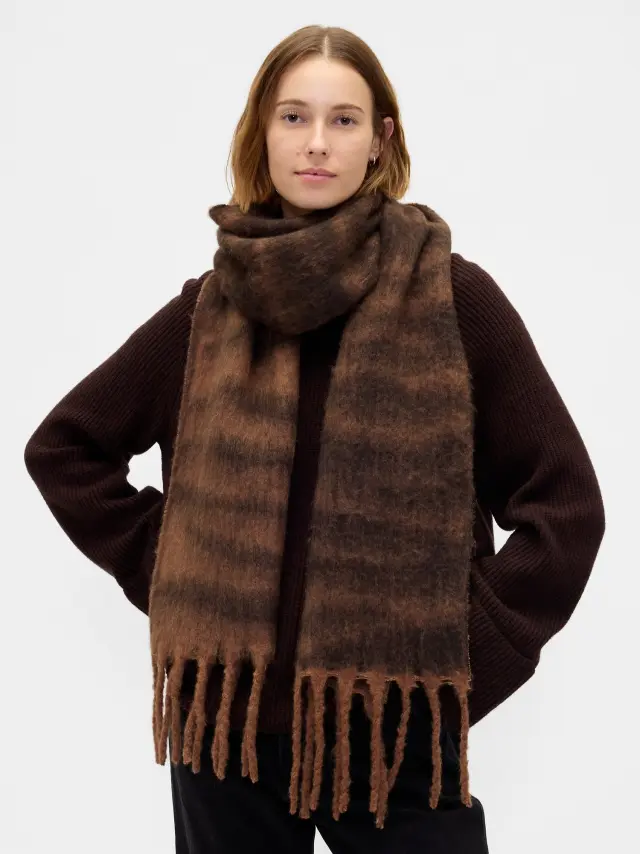 Brushed Fringe Κασκόλ Tiger print - ONESIZE