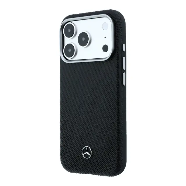 Mercedes PU Leather Wood Semi Wrap MagSafe Case for iPhone 17 Pro Black 2