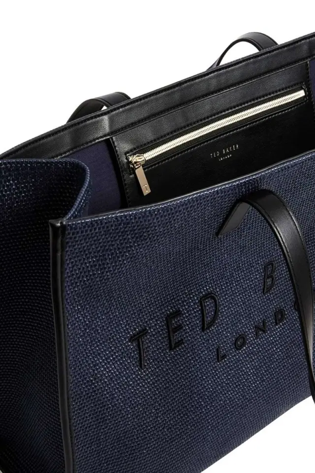 Γυναικεία Τσάντα Ώμου Ted Baker Pallmer Raffia Large Icon 284036-Navy Μπλε - One Size 3