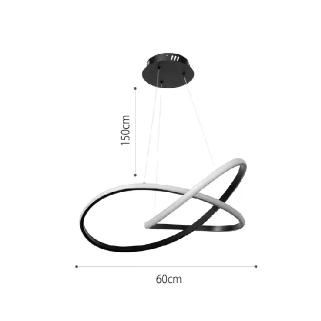 InLight Κρεμαστό φωτιστικό LED 48W 3CCT (by switch on base) σε χρώμιο D:60cm (6082-CH) 2