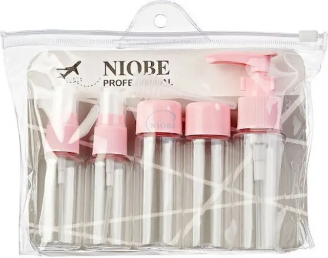 Niobe Professional Μπουκαλάκια Ταξιδιού Ροζ TRS-23 5τμχ