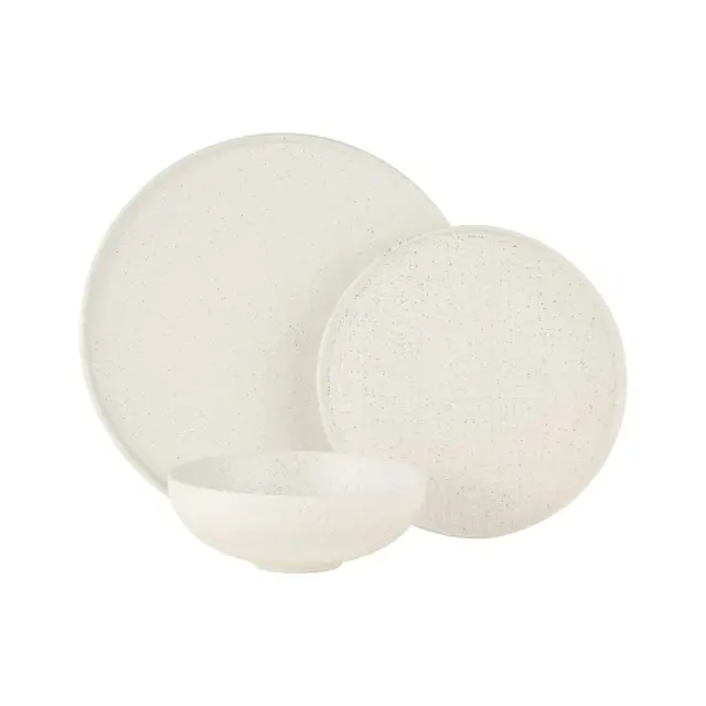 Maxwell & Williams Σερβίτσιο 12 Τεμαχίων Λευκό Speckle Onni Ψηλό Χείλος Πορσελάνης