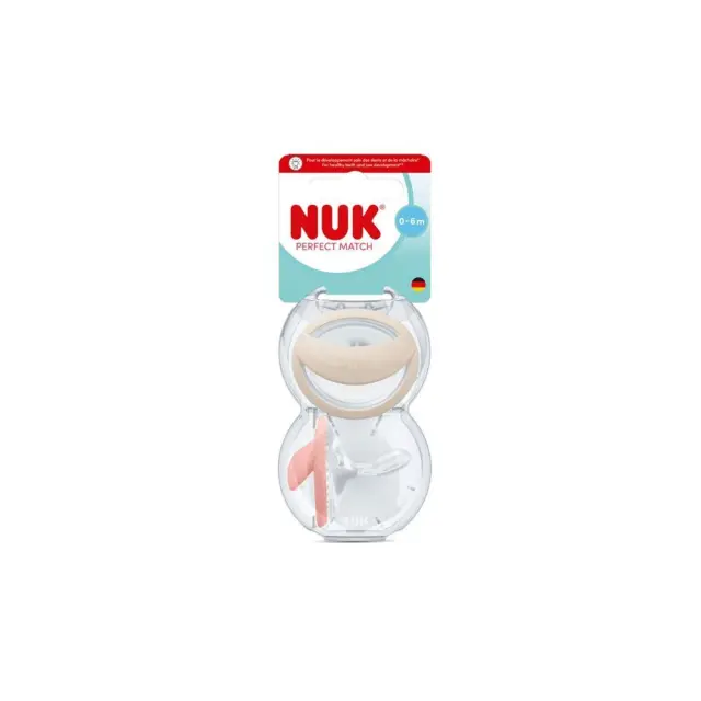 NUK Perfect Match Πιπίλα Σιλικόνης 0-6 μηνών, Μπεζ-Κόκκινο