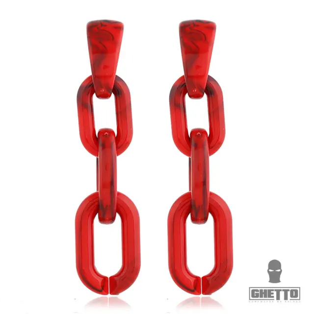 Ghetto Acrylic Lock Jewelry Chain Terms Earrings Red