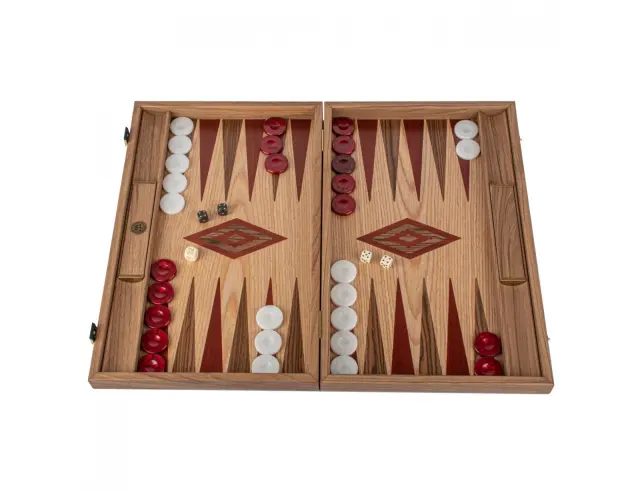 Σετ Χειροποίητο Τάβλι Classic Oak & American Walnut Manopoulos με υποδοχές για πούλια και διαστάσεις 48x30cmBKD1RED