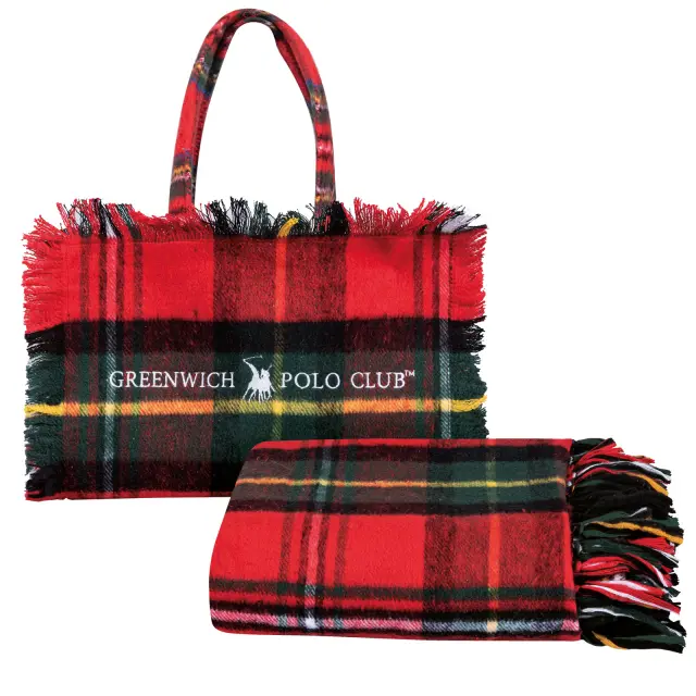 GREENWICH POLO CLUB ΡΙΧΤΑΡΙ 130X170 ΜΕ ΤΣΑΝΤΑ ΜΕΓΑΛΗ ESSENTIAL 2533 GREEN, RED
