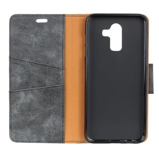 OEM Vintage Style Θήκη Βιβλίο για το Samsung Galaxy J8 (2018) Με Δυνατότητα Stand & Υποδοχής Καρτών Γκρι 2
