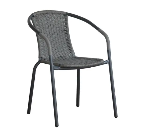Πολυθρόνα BALENO Μέταλλο/Wicker Γκρι 53x58x77cm