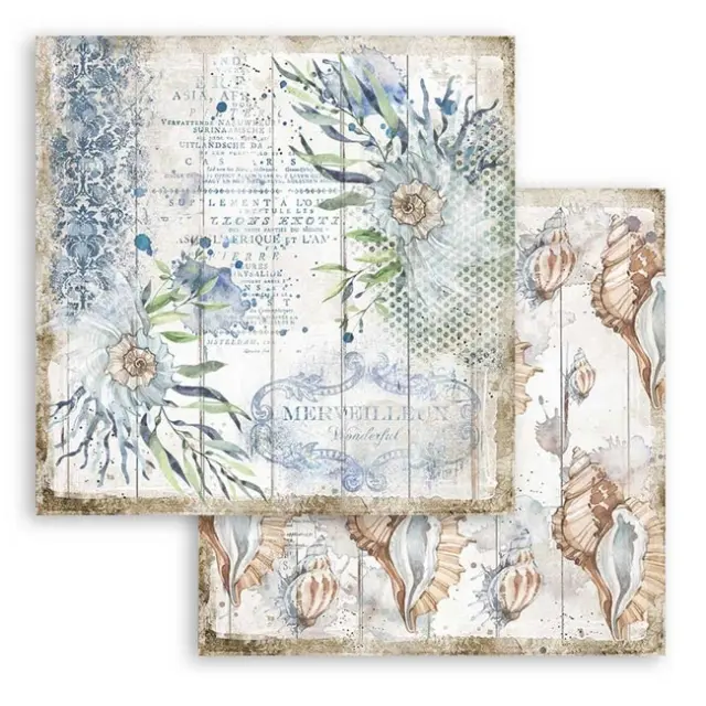 Χαρτί Scrapbooking Stamperia Διπλής Όψης - Romantic Sea Dream Shells - 31x30cm