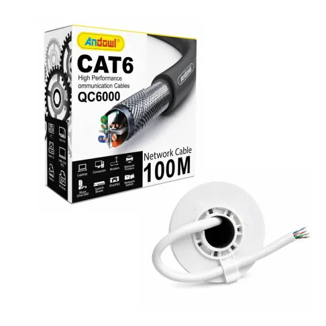 Andowl Καλώδιο Δικτύου CAT6 100 Μέτρων Υψηλής Απόδοσης QC6000 - High Performance Network Cable 0751229