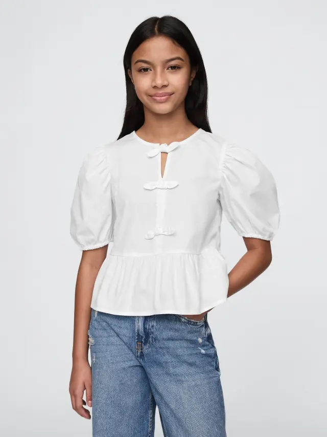 Παιδικό Puff-Sleeve Peplum Bow Τοπ New off white