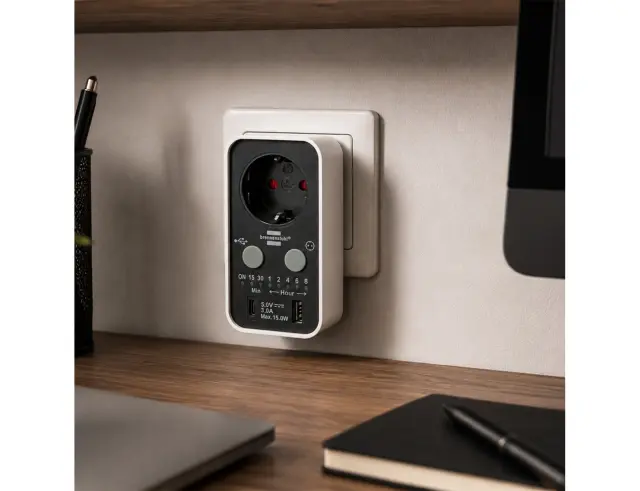Ψηφιακός Χρονοδιακόπτης Brennenstuhl 150167 - 1x Schuko - 1x USB-A, 1x USB-C - 2x Χρονοδιακόπτες - Αντίστροφη Μέτρηση - IP20 - Black/White150167