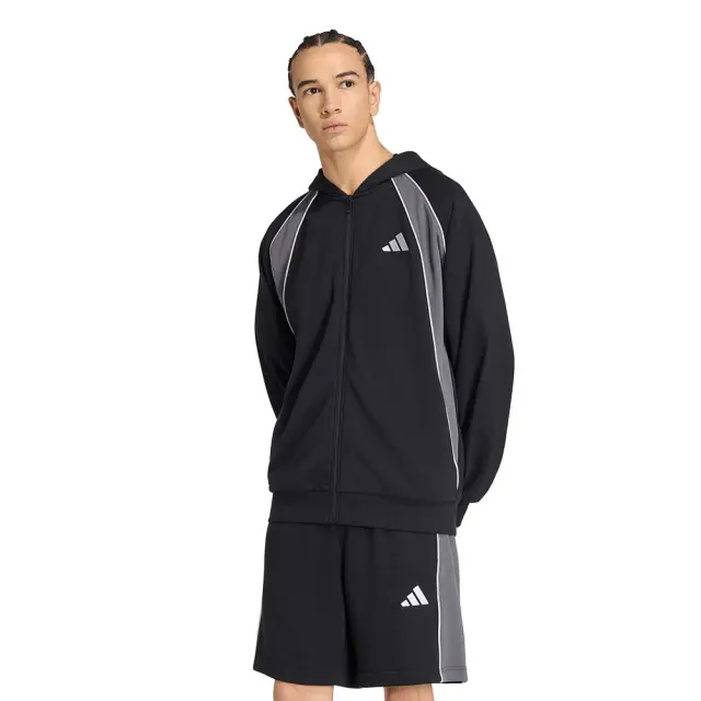 adidas Sportswear Men's Colorblock French Terry Full-Zip Track Top Hoodie Μαύρο KF4224 (adidas Sportswear)