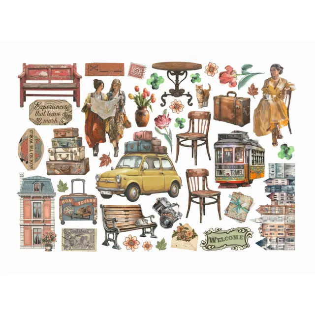 Αυτοκόλλητα Die Cuts-Ephemera Stamperia, Art of Travelling 2